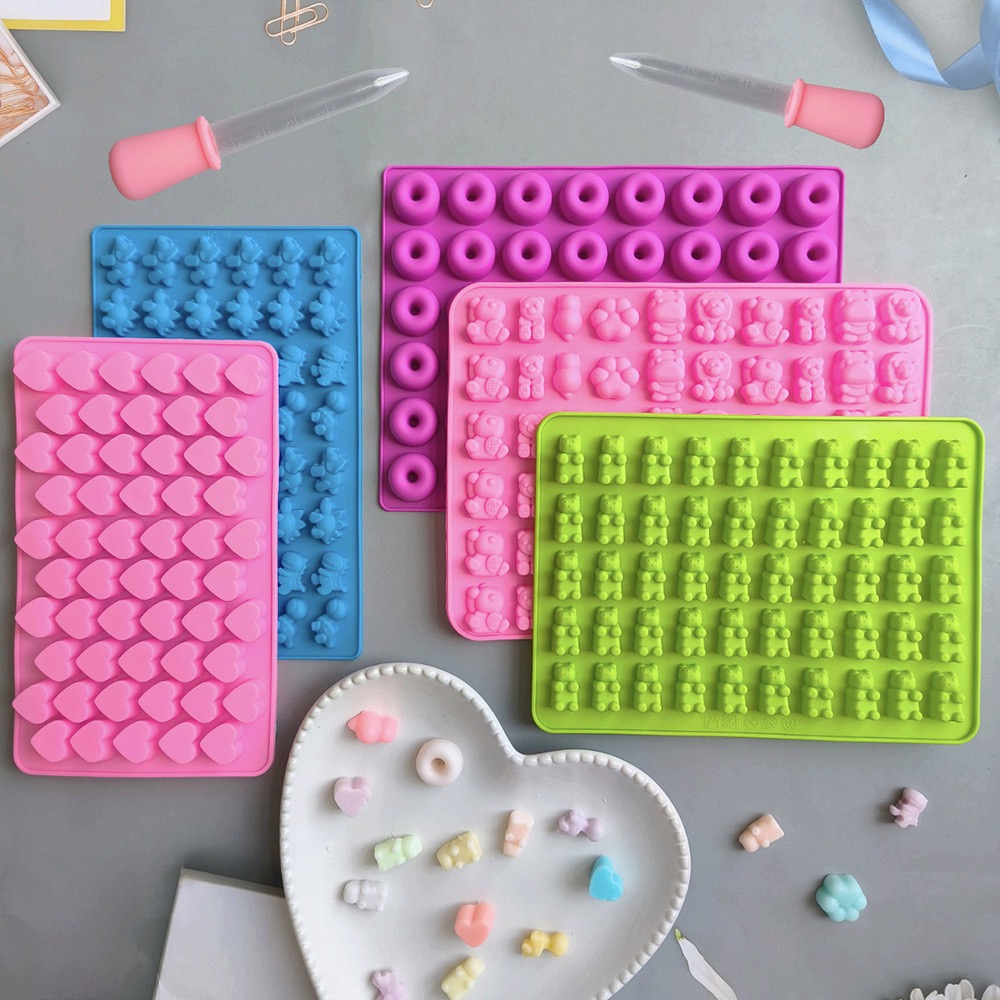 Silicone Mold Tray - แม่พิมพ์ซิลิโคนทำขนม 7 ชิ้น พร้อมชุดหลอดหยด 2 ชิ้น