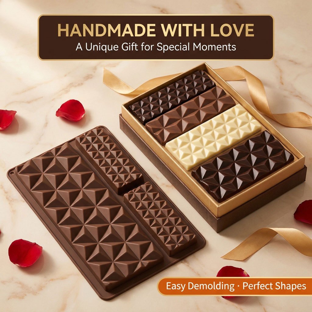 Silicone Mold Tray - แม่พิมพ์ช็อกโกแลตซิลิโคน 2-in-1, ถาดอบขนมทรงสี่เหลี่ยมผืนผ้าแบบใช้ซ้ำได้สำหรับทำลูกอม, ฟองดอง, เจลลี่ และสบู่,