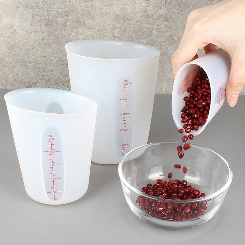 Mixing Cup Silicone - ถ้วยตวงซิลิโคนขนาด125/250/500มล. พร้อมสเกลอุปกรณ์กาวผสมเรซินอีพ็อกซี่ปูนยิปซั่มแบบทำมือ