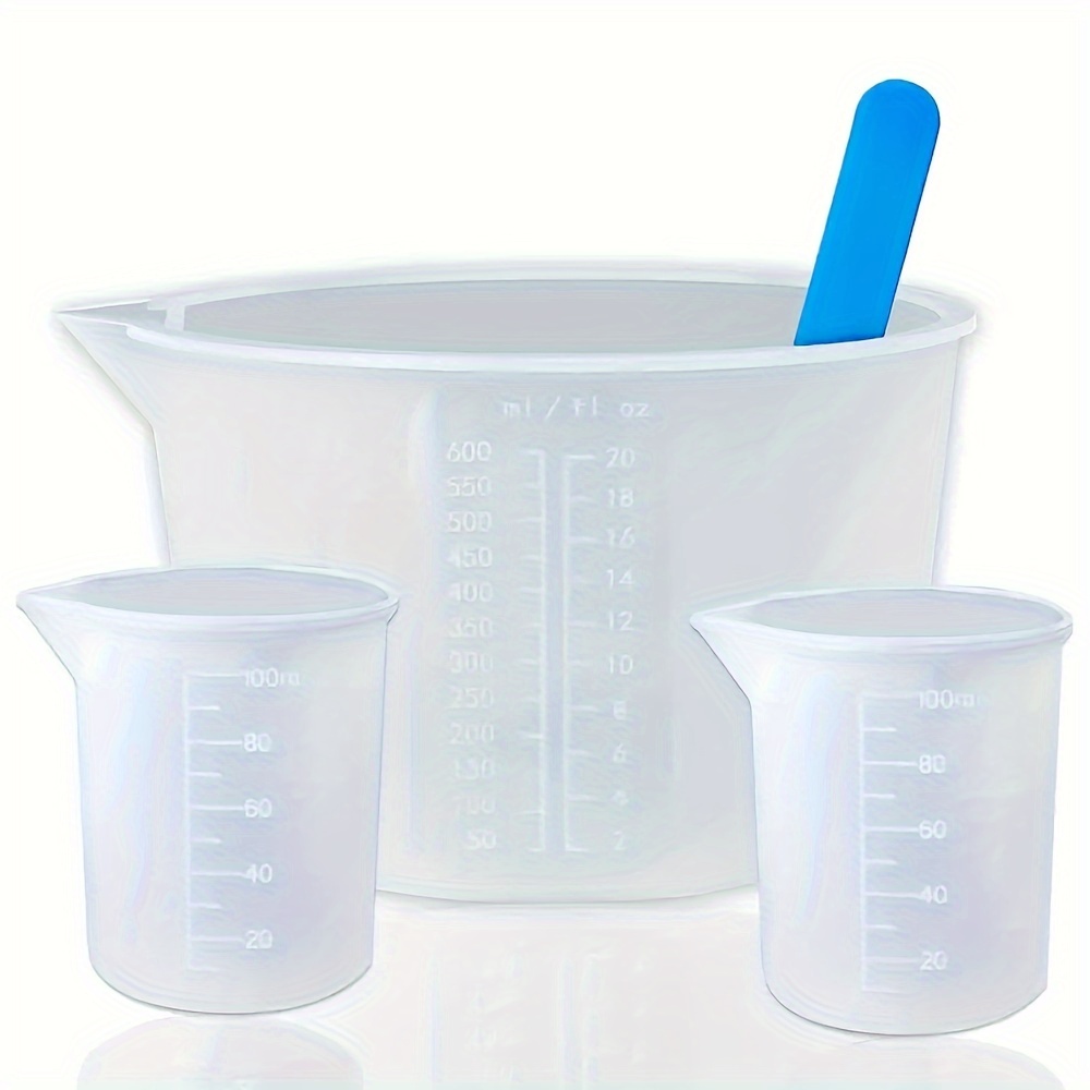 Mixing Cup Silicone - ถ้วยตวงซิลิโคน, อุปกรณ์เรซินพร้อมถ้วยผสมเรซินขัดเงาและเพิ่มความหนาขนาด 600 มล./20 ออนซ์ และ