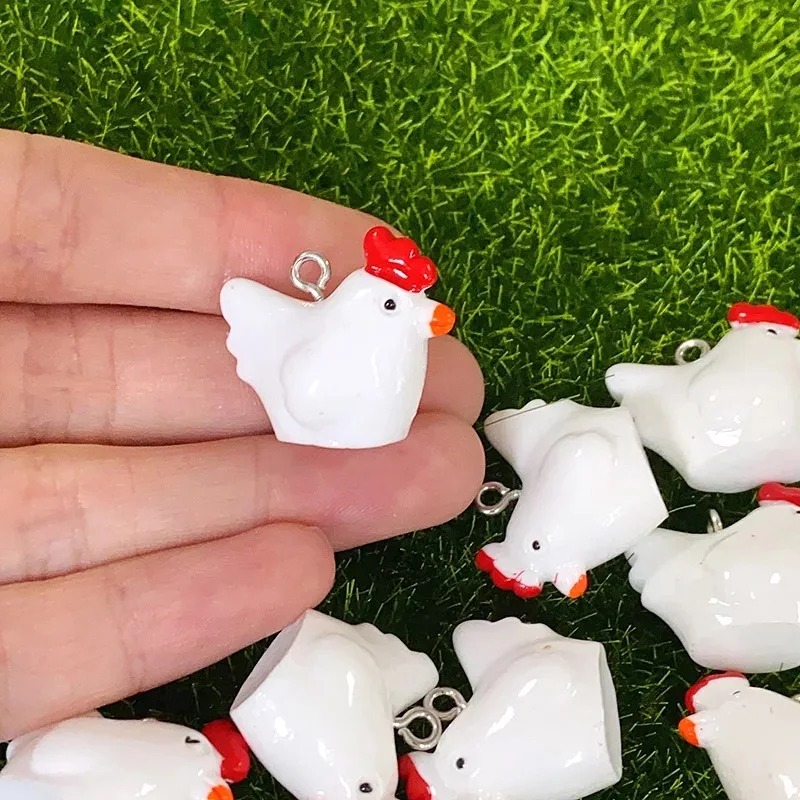 Resin Craft Supplies - ชาร์มเรซิ่นรูปไก่ 3 มิติ น่ารัก ขนาดเล็ก 10