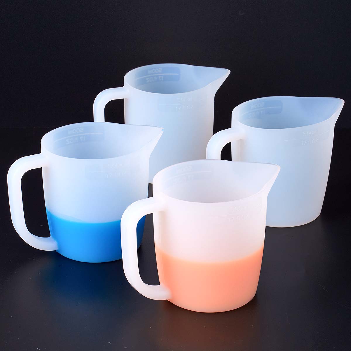 Mixing Cup Silicone - 500ML ถ้วยตวงซิลิโคนพร้อมที่จับสําหรับ DIY ผสมอีพ็อกซี่เรซิ่นเม็ดสีหัตถกรรมทําเครื่องมือนํากลับมาใช้ใหม่ทําความสะอาดง่ายขนาดถ้วย