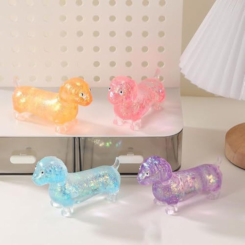 Resin Craft Material - ของเล่นบีบมือรูปดัชชุนด์แวววาว เนื้อนุ่มยืดหยุ่น บรรจุวัสดุเงางาม ช่วยผ่อนคลายความเครียด ลดความวิตกกังวล ของขวัญคลายเครียด
