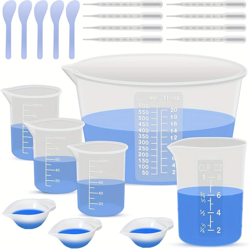 Mixing Cup Silicone - ถ้วยผสมเรซิ่นซิลิโคนสำหรับอุปกรณ์เรซิ่น, ถ้วยขนาด 600 มล./20 ออนซ์, ถ้วยซิลิโคนแบบหนาขนาด