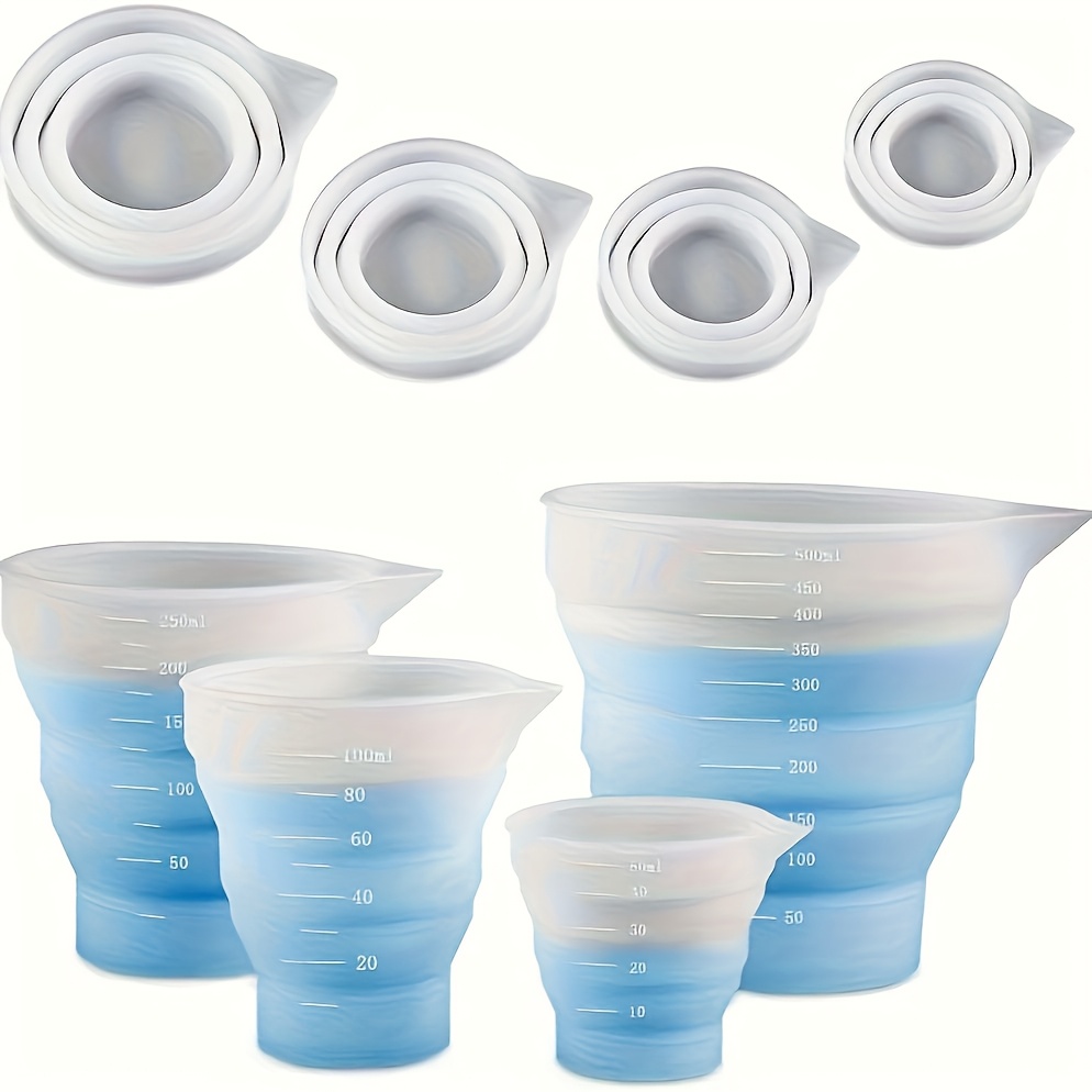 Mixing Cup Silicone - ถ้วยตวงซิลิโคนพับได้ขนาด 50-500 มล. ภาชนะบรรจุของเหลวแบบพกพาหลายขนาด ถ้วยผสมซิลิโคนสำหรับงาน DIY