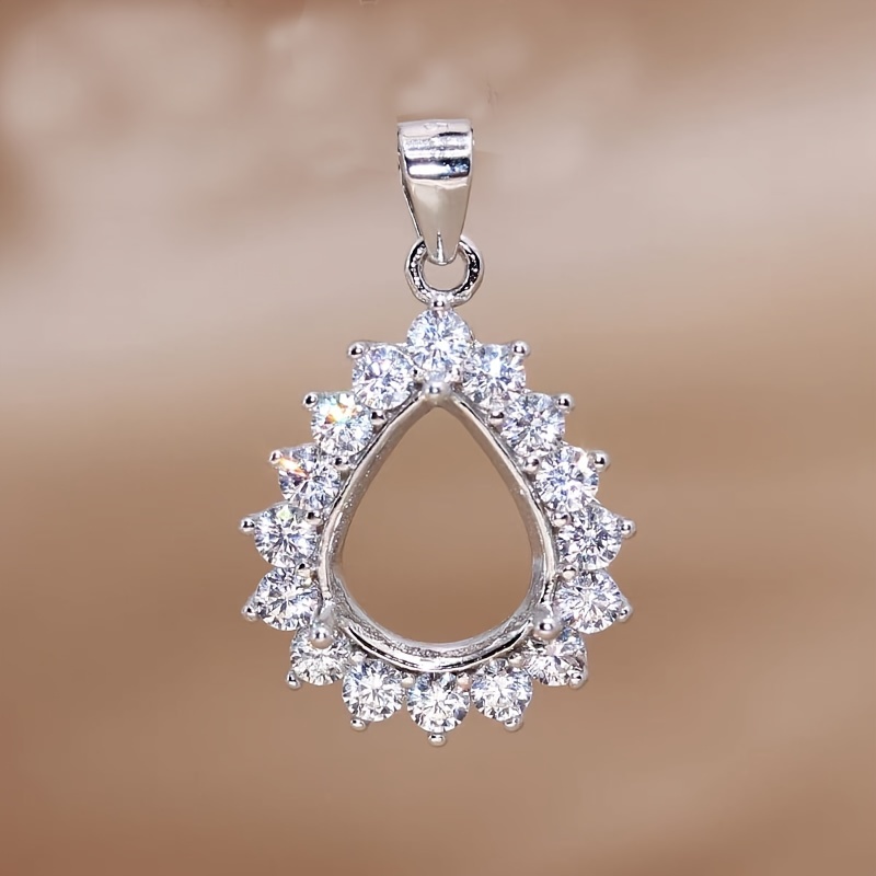 Bezels Set Pendant - 1 PC Rose Golden Silvery Tear