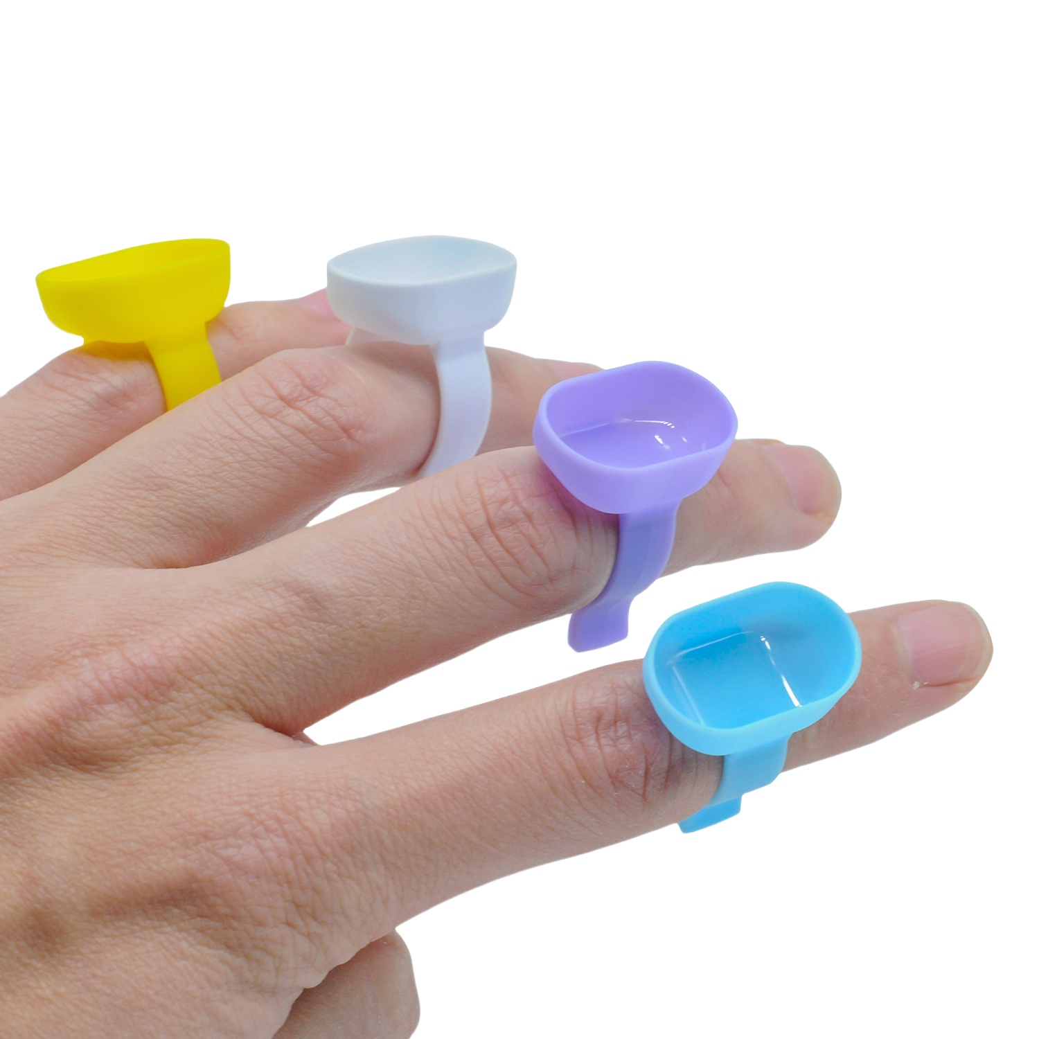 Mixing Cup Silicone - ถ้วยผสมยาสำหรับทันตกรรม 100 ชิ้น แบบแหวนพลาสติกซิลิโคน คละสี ถ้วยดัปเพน