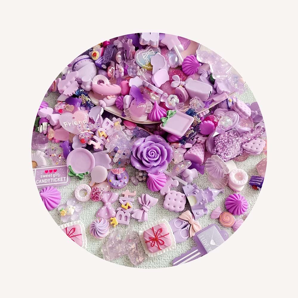 Resin Crafts - อุปกรณ์ตกแต่งโทรศัพท์มือถือ DIY งานฝีมือประดับโบว์ 1000 ชิ้น คละสีฟ้า-เขียว-ม่วง